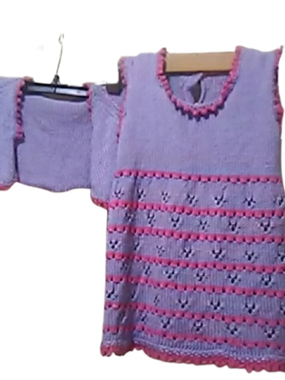 Hand Knit Dress and Cardigan Set Fits Girl Size 5